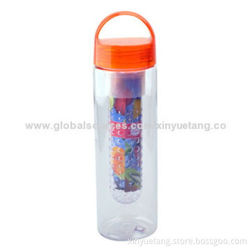 New fruit infuser water bottle, BPA free, clear glassNew